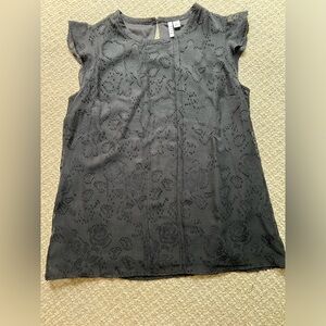Elle brand women’s black, flutter-sleeved top, size M